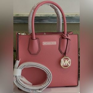 Michael Kors Tea Rose Mercer Extra-Small Pebbled Leather Crossbody Bag